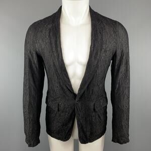 COMME des GARCONS HOMME PLUS S Black Lace Polyester Rayon Notch Lapel Jacket